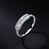 Anillo apilable de plata de ley S925 Siete Princesas, simple y a la moda, para mujer, de lujo ligero, versátil, con moissanita Starlight, chapado en rodio