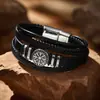 Pulsera de Cuerda Trenzada de Cuero Estilo Punk Moda Europea y Americana Pulsera de Hombre Multicapa Tendencia de Moda Brújula Pulsera Personalizada