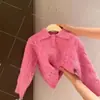 Conjunto de Otoño e Invierno para Niñas 2025 Nuevo Estilo Coreano Suave Suéter de Punto con Cuello Polo y Shorts Suaves de Felpa