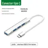 Hub USB 3.0 de um para quatro para celular, tablet, laptop, divisor, estação de acoplamento multifuncional