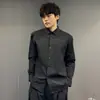 Camisa de manga larga lisa para hombre, transpirable y amigable con la piel, estilo casual de negocios de otoño, camisa exquisita con cuello, top para primavera y otoño
