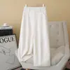 Calça de Verão da Vovó Cintura Alta Solta Emagrecedora Perna Larga Calças para Mulheres de Meia-Idade e Idosas Casuais Finas Longas Calças da Mamãe Estilo Chinês