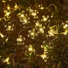 Luzes de Fio de Flor de Cerejeira Solares LED Transfronteiriças Luzes Decorativas de Atmosfera de Natal Luzes de Árvore Penduradas à Prova d'Água para Exterior Jardim Pátio