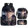 Mochila Escolar Harry Potter de Tres Piezas Mochila Casual para Hombres y Mujeres Mochila para Estudiantes Impresa de Gran Capacidad Mochila para Exteriores
