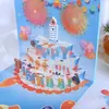 Baomei Tarjeta de Felicitación de Cumpleaños 3D Hecha a Mano Pastel Fuegos Artificiales Tarjeta de Mensaje Creativo Tarjeta Pequeña Regalo de Navidad