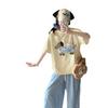 Pijama Feminina de Verão Manga Curta Calças Xadrez 2025 Desenho Animado Novo Estilo Pode Ser Usada Fora Ins Conjunto de Roupa de Casa Estudante
