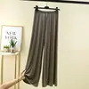 Calça Feminina Oversize de Modal com Barra Larga, Cintura Alta, Cor Sólida, Drapeada, Casual, Verão, Fina, Solta