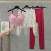 Traje de Fitness para Mujer 2026 Verano Nuevo Estilo Ropa de Yoga de Gama Alta Chaleco Deportivo Sujetador Deportivo para Correr Conjunto de Tres Piezas