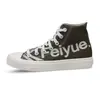 Tênis Feiyue Masculino e Feminino, Tênis Estampado com Letras, Sapatos Casuais Versáteis para Estudantes, Tênis de Lona de Cano Alto, Sapatos Brancos Respiráveis
