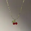 Original "Manzana Verde" Minimalista Moderno Moda Verde Gota de Agua Verde Oliva Cadena para Clavícula Versátil Collar de Lujo Ligero