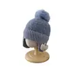Gorro infantil, gorro con orejeras para niñas, lindo gorro con pompón para otoño e invierno, gorro grueso y cálido para niños, gorro con capucha a prueba de viento para bebé