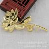 Broche de Loto Hecho a Mano DIY Cuerpo Principal Horquilla Broche Cobre Conservador de Color 35*64*8mm Estilo Antiguo Material B3307