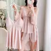 Conjunto de Camisón Sexy para Mujer Ligero Elástico Tirantes Finos Pantalones Cortos Pijama Bata Ligera Sujetador Incorporado Puro Deseo Hueco