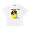 Camiseta Estampada Casual Versátil de Manga Curta com Lavagem e Efeito Desgastado da Equipe Cabeça de Macaco de São Miguel High Street