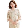 Ropa de Mamá 2025 Verano Nuevo Estilo Ropa para Mujeres de Mediana Edad y Mayores Camiseta Estilo Chino Ropa de Verano para la Abuela Camisa Pequeña para Ancianas Manga Corta