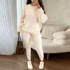 Conjunto de Tricô Casual da Moda Europeu e Americano Mais Vendido Conjunto de Calças Longas Roupa Feminina de Comércio Exterior Conjunto de Lã