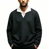 Comércio Exterior 2026 Moletom com Capuz Falso de Duas Peças Gola Lapela Manga Longa Masculino Estação Primavera Outono Padrão Espiga de Trigo Patchwork Gola Camisa Pulôver Top Casual