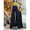 Calça Jeans Feminina Cinza Cimento Micro-Flare Wide-Leg Outono 2026 Nova Cintura Alta Solta Modeladora Tamanho Grande Caimento Longa