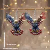 Aretes Acrílicos de Bandera Americana, 6 Pares para Mujer, Diseño Patriótico Plano 2D con Águila, Cereza, Toro, Flor y Corazón