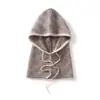 Conjunto de bufanda y gorro de punto de cachemira a cuadros con bloques de color, estilo grueso, unisex, a prueba de viento, protege los oídos, gorro de punto y calentador de cuello