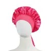 Gorrito de Satén para Dormir Infantil de Venta Caliente en Amazon Protección del Cabello Color Sólido Ala Ancha Elástico Cola Larga Adorno de Cinta Sombrero Largo de Alto Valor