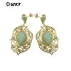 ME090 Moda Estilo Frío Pendientes para Mujer Chapados en Oro Real con Circonita Incrustaciones de Piedras Semipreciosas Naturales Pendientes de Gota de Agua