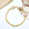 Artículo más vendido transfronterizo: Pulsera Minimalista Europea y Americana de Copo de Nieve con Circonita para Mujer, Versátil Cobre Chapado en Oro con Incrustaciones de Circonita, Joyería de Mano de Lujo Ligero