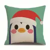 Fronha de Linho Impressa com Padrão de Natal Lado Único Fronha para Almofada de Sala de Estar Fronha para Almofada de Cama Fronha para Almofada de Quarto