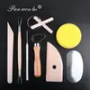 Panwenbo Criativo Madeira Argila Macia DIY Cerâmica Ferramenta Faca Escultura Ferramenta Conjunto de 8 Peças Atacado