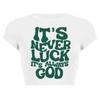 Top Curto Casual Streetwear Europeu e Americano Transfronteiriço Sexy Slim-fit Estilo Spice Girls Estampado com Letras Manga Curta Gola Redonda Mostrando o Umbigo