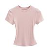 Playera Básica de Kardashian de Manga Corta para Mujer Verano Nueva Ins Sexy Ajustada Elástica Adelgazante Look Top de Fondo