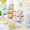 Decoración de Cumpleaños Adornos para Mesa de Postres Exhibidor de Boda Estante de Exhibición Desechable de Tres Niveles Soporte para Pasteles Rejilla para Pasteles