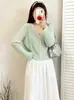 Chaqueta casual fina versátil talla extra 2026 otoño cárdigan de punto holgado para mujer top corto
