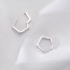 S925 Brincos de Prata Esterlina Japonês Estilo Coreano Estilo Simples Geométrico Pentagonal Brincos Curtos Brincos Brincos Personalidade Temperamento