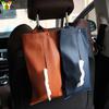 Bolsa de Pañuelos para Coche de Cuero PU con Puntos Bolsa de Papel Colgante Trasero para Coche Desmontable Bolsa de Pañuelos Impermeable para Baño