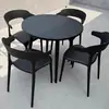 Juego de Plástico para Reuniones de Ocio al Aire Libre con Mesa Redonda Pequeña y Sillas para Balcón, Popular en Cafeterías de Té de Leche de Moda, Mesa de Comedor Simple para Uso al Aire Libre