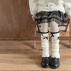 Meias de Algodão Infantis Outono Inverno Meias de Caxemira com Babados Estilo Coreano Laço de Pérola Espessadas Quentes Coberturas para Panturrilha