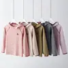 Blusas infantis para primavera e outono, camiseta listrada com capuz e mangas compridas infantil, estilosa e da moda, blusa básica para bebês de 3 a 12 anos