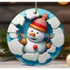 Decoração Pendente de Árvore de Natal Nova Transfronteiriça Pingente Redondo Plano de Acrílico Pingente de Decoração de Boneco de Neve de Natal