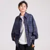 Chaqueta de Otoño para Niños 2026 Nuevo Estilo Coreano Camisa de Cuadros de Otoño para Niños Mayores, Estilo Urbano para Primavera y Otoño