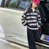 Conjunto de Rayas Anchas con Cuello Alto para Niña, Nuevo Estilo Otoño 2026, Sudadera con Media Cremallera y Pantalones de Pierna Ancha Set de Dos Piezas para Niños Tallas Mediana y Grande