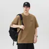 Camiseta de Manga Corta Pesada de Algodón Puro para Hombre Xintang, Nuevo Estilo de Verano, Corte Holgado, Talla Grande, Top de Cuello Redondo de Manga Media Estilo Americano.