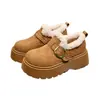 Sapatos Birkenstock Autênticos de Couro com Solado Grosso Totalmente Fechados com Lã Espessa Quente Sapatos de Algodão Femininos Botas de Neve de Inverno Sapatos de Pelo de Lã de Cordeiro