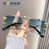 Nuevas Gafas de Sol de Moda Europeas y Americanas con Cabeza de Leopardo, Tendencia, para Mujer, Metal, Doble Puente, Borde Cortado, Montura Cuadrada Sin Marco, para Hombre