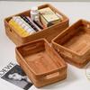 Caja de Almacenamiento Tejida de Ratán de Otoño Vietnamita Cesta de Almacenamiento Tejida a Mano Organizador de Desorden Cuadrado Marco de Almacenamiento de Escritorio de Madera Maciza