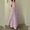 2026 Moda Transfronteriza Europea y Americana para Mujer Estilo Commute Estilo Vacaciones Ajuste a la Cintura Sexy Vestido Largo de Lunares con Tirantes Finos