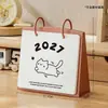 Suporte de Calendário 2027 com Design Divertido de Urso, Novo Ornamento Fofo para Mesa, Planejador para Estudantes, Suporte de Calendário do Ano do Bode