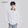 APO Roupas Masculinas Camisa de Base Masculina Outono e Inverno Manga Longa T-Shirt Gola Contrastante Camisa POLO Marca de Moda Jaqueta Interna Solta