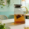Jarra de agua fría para refrigerador para uso en casa en verano, resistente a altas temperaturas, jarra de agua fría de gran capacidad, tetera floral, jarra de refrigerador de alto borosilicato