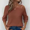 Suéter Feminino 2026 com Toque de Luxo, Blusa de Ombro a Ombro para Primavera e Outono, Design de Moda Europeu e Americano, Malha Lisa